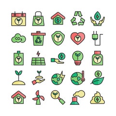 Ecology icon set vector flat line for website, mobile app, presentation, social media. Suitable for user interface and user experience.