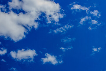 Blue sky with white clouds. Natural background.