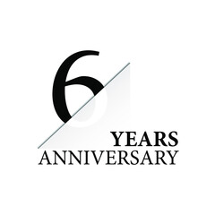 6 years anniversary celebration logo design. black cut style isolated