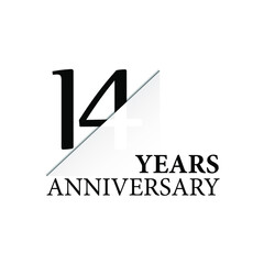 14 years anniversary celebration logo design. black cut style isolated