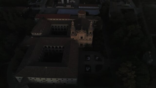 Cistercian monastery of Santa Mar&iacute;a de la Santa Espina in Valladolid,Spain. Aerial Drone Footage