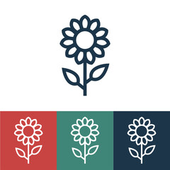 Linear vector icon with sunflower