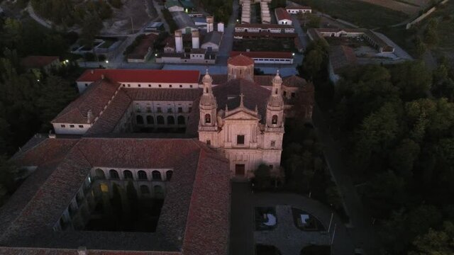 Cistercian monastery of Santa Mar&iacute;a de la Santa Espina in Valladolid,Spain. Aerial Drone Footage