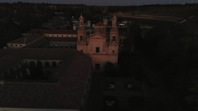 Cistercian monastery of Santa Mar&iacute;a de la Santa Espina in Valladolid,Spain. Aerial Drone Footage
