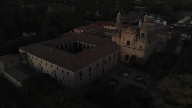 Cistercian monastery of Santa Mar&iacute;a de la Santa Espina in Valladolid,Spain. Aerial Drone Footage