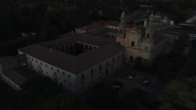 Cistercian monastery of Santa Mar&iacute;a de la Santa Espina in Valladolid,Spain. Aerial Drone Footage