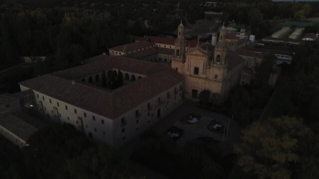 Cistercian monastery of Santa Mar&iacute;a de la Santa Espina in Valladolid,Spain. Aerial Drone Footage