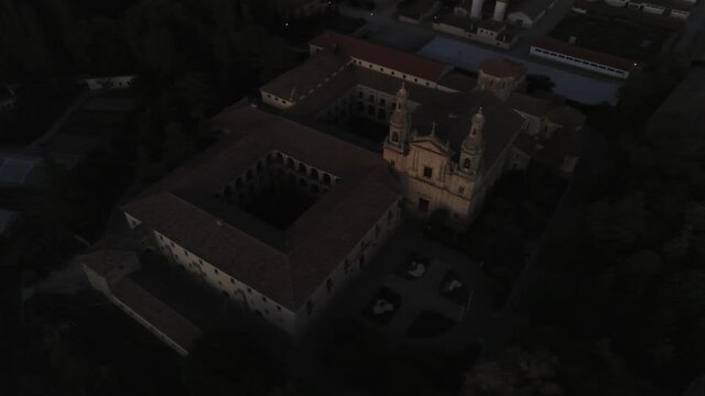 Cistercian monastery of Santa Mar&iacute;a de la Santa Espina in Valladolid,Spain. Aerial Drone Footage
