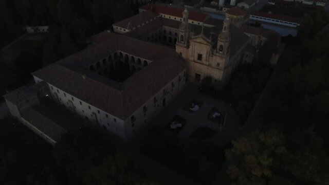 Cistercian monastery of Santa Mar&iacute;a de la Santa Espina in Valladolid,Spain. Aerial Drone Footage
