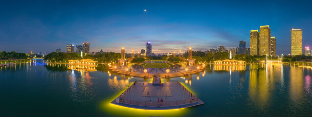 Night view of Qiandeng Lake Park, Foshan City, Guangdong Province, China