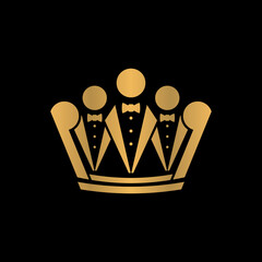 tuxedo and crown logo creative concept