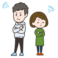 喧嘩をしてそっぽを向く男女のイラスト