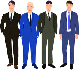 Office staff. Group of professionals dressed in business style.Vector illustration. White background isolated.