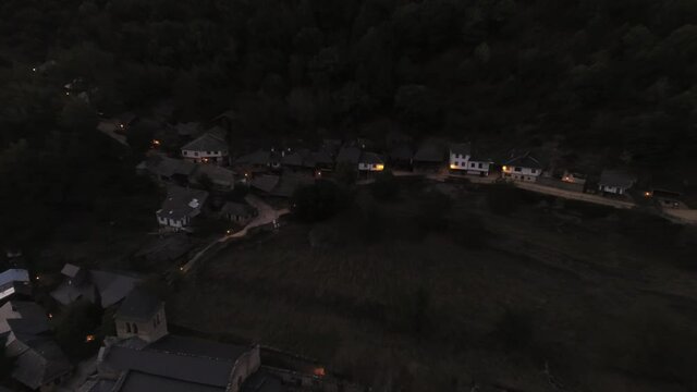Village in the mountains. El Bierzo,Leon. Spain. Aerial Drone Footage