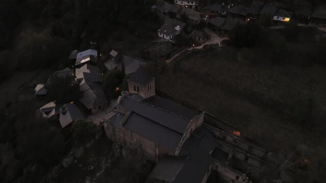 Village in the mountains. El Bierzo,Leon. Spain. Aerial Drone Footage