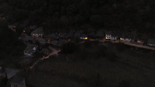 Village in the mountains. El Bierzo,Leon. Spain. Aerial Drone Footage