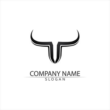 Bull horn and buffalo logo and symbols template icons app