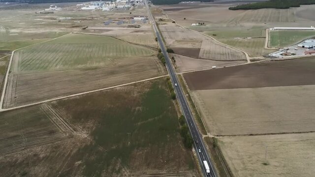 Landscape fields in Valladolid,Spain. Aerial Drone Footage