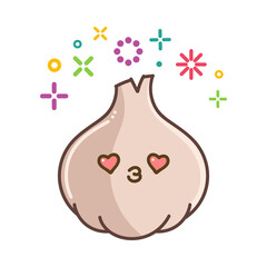 kawaii smiling garlic bulb cartoon illustration