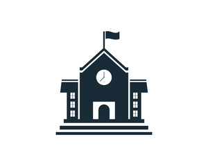School Building Icon Vector Logo Template Illustration Design