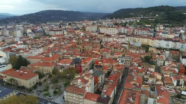 Ourense. Buildings in the city. Galicia,Spain. Aerial Drone Footage