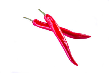 Isolated fresh cayenne pepper on white background with clipping path for design elements.