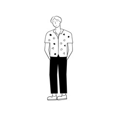 Concept the man strolling on white background. Vector illustration in flat cartoon design.