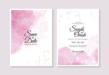 Watercolor splashes for minimalist wedding card invitation templates