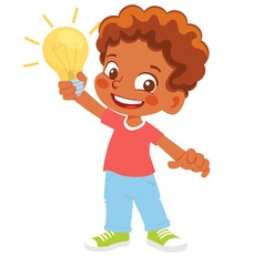 boy holds electric lamp