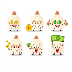 Glue cartoon character with cute emoticon bring money