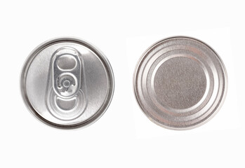 Top and bottom tin can isolated on white background