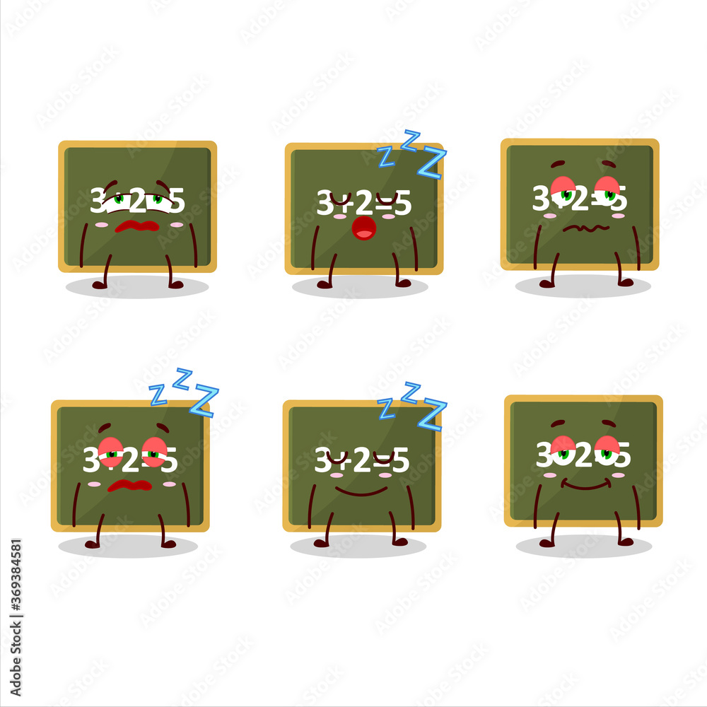 Sticker Cartoon character of chalk board with sleepy expression