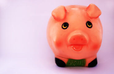 pink piggy bank on white background