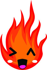 Simple Vector Design of Fire with Smile in Red