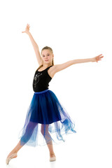 Fototapeta premium Graceful Girl Gymnast Performing Rhythmic Gymnastics Exercise.