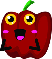 Simple Vector Design of Paprika with Smile in Red