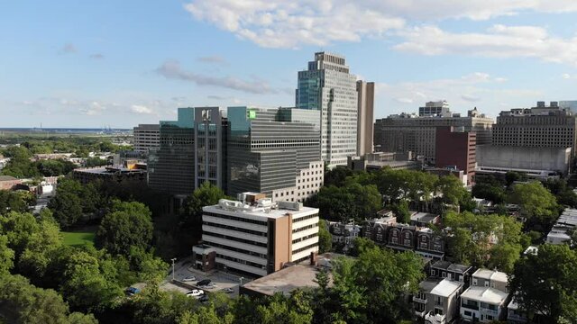 The aerial view of the downtown buildings near Wilmington, Delaware, U.S