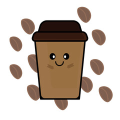 Coffee drinks cartoon character. Design template vector