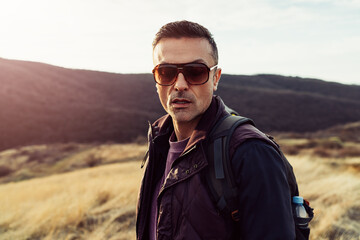 Male hiker in the mountain