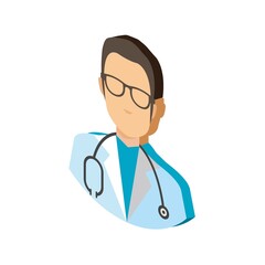 Fototapeta premium Male Doctor Avatar Isometric Flat Icon Illustration Isolated White