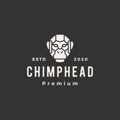 chimp head hipster vintage logo vector icon illustration