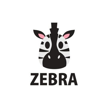 cute zebra flat logo vector icon illustration