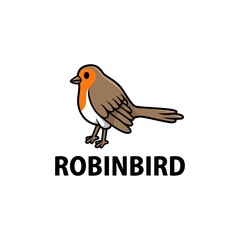 cute robin cartoon logo vector icon illustration