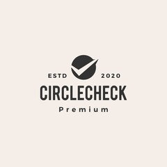 circle check hipster vintage logo vector icon illustration