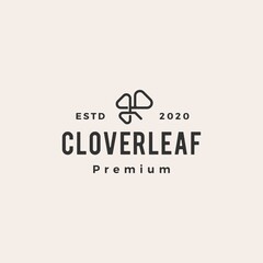 clover leaf hipster vintage logo vector icon illustration