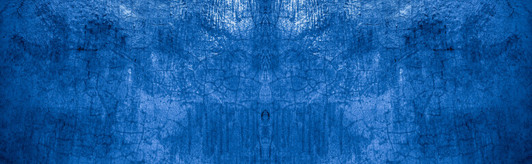 Old wall pattern texture cement blue dark abstract  blue color design are light with black gradient background.