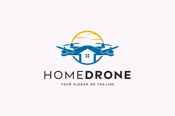 home drone logo design vector