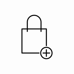 Outline shopping bag add icon.Shopping bag add vector illustration. Symbol for web and mobile