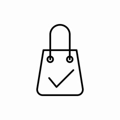 Outline shopping bag check icon.Shopping bag check vector illustration. Symbol for web and mobile