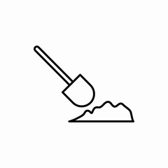 Outline shovel in the ground icon.Shovel in the ground vector illustration. Symbol for web and mobile
